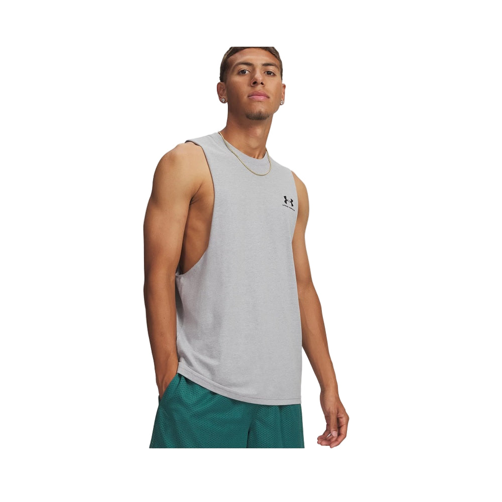 Under Armour Men's Left Chest Cut-Off Tank Steel Light Heather