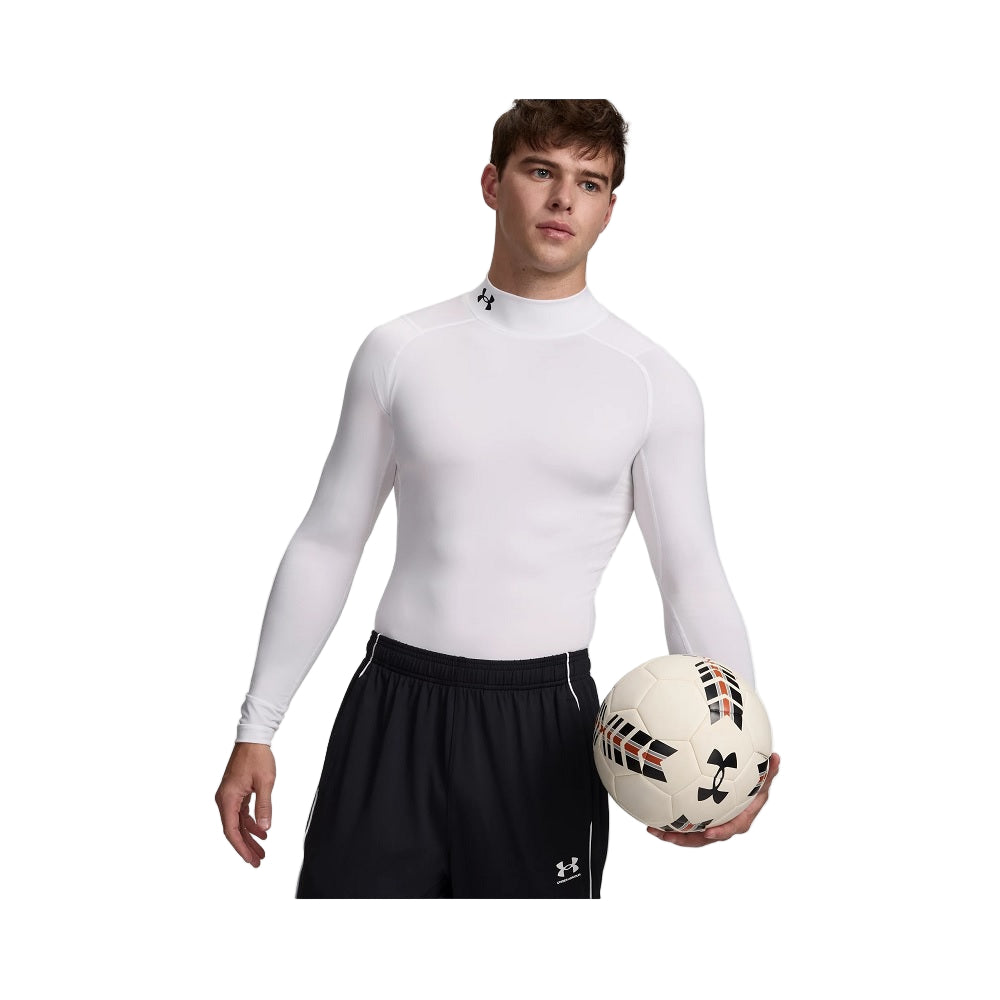 Under Armour Men's HeatGear Compression Mock Long Sleeve White
