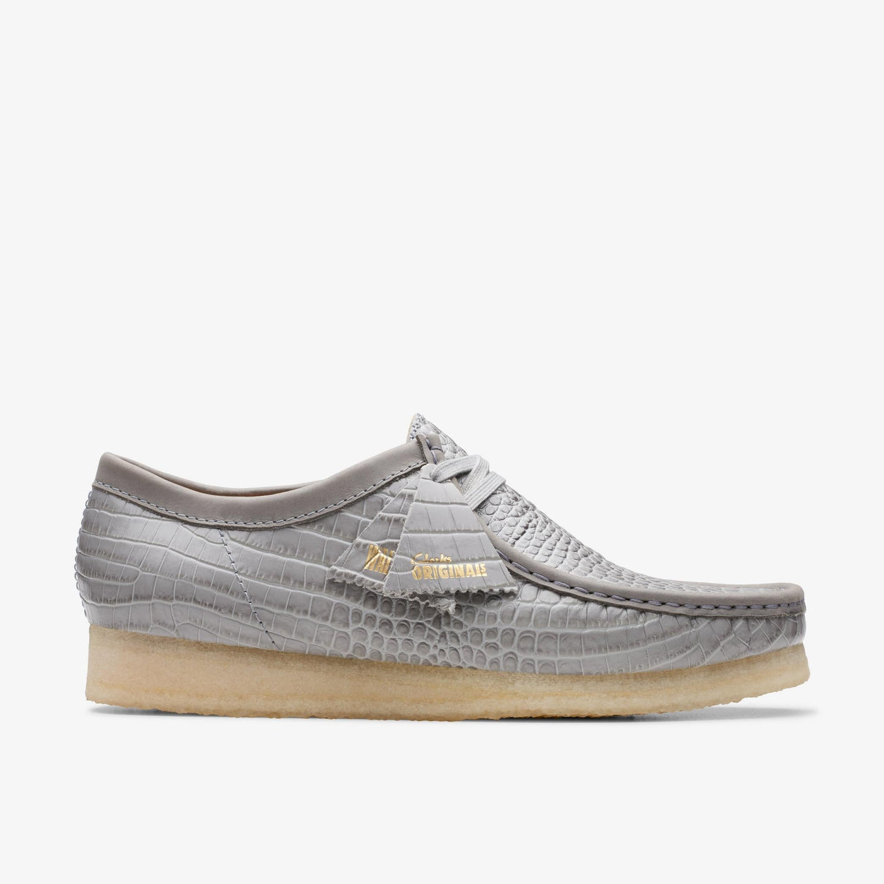 [26176573] Mens CLARKS WALLABEE - GREY CROCODILE PRINT