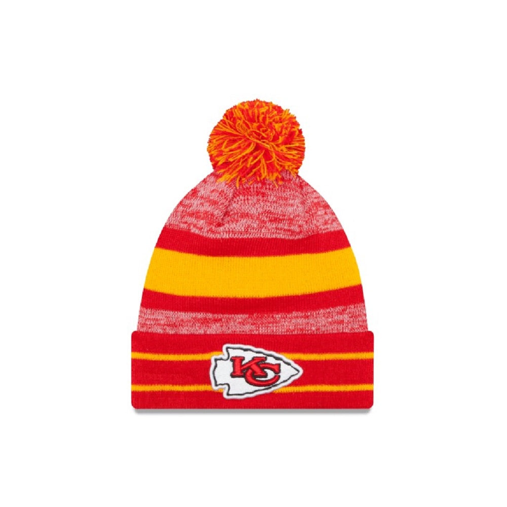 New Era Kansas City Chiefs NFL Striped Cuffed Pom Knit Red Hat