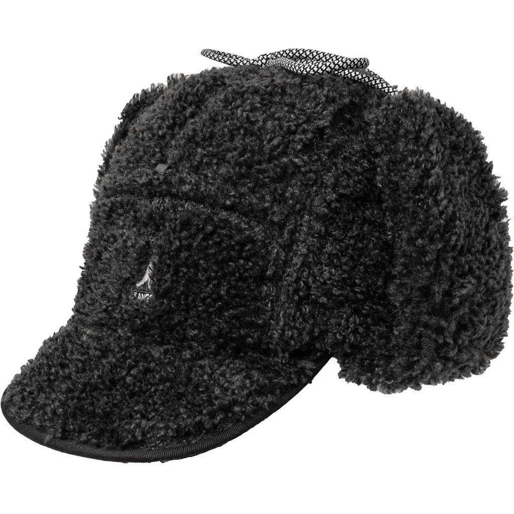 Kangol Faux Shearling Utility Flap Cap - Black