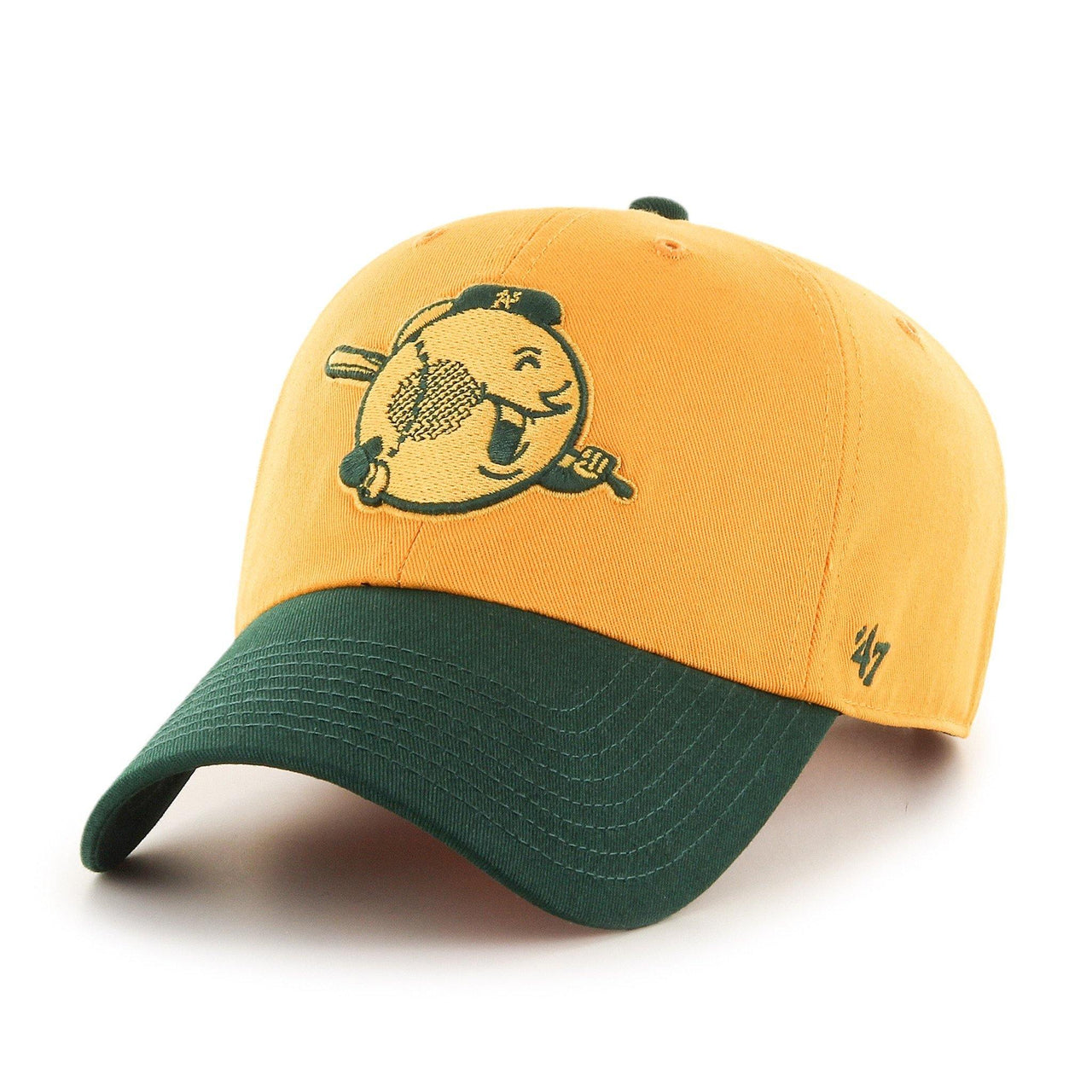 Mens 47 Brand Oakland Athletics Clean Up Strapback - Yellow/Green