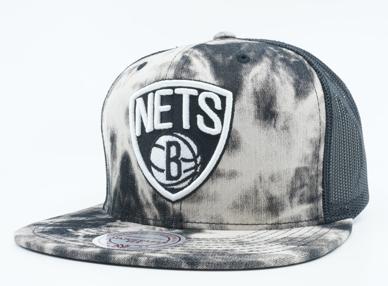 [VB71Z-FAS-A-5BNETS] MENS NBA BROOKLYN NETS ACID WASH DENIM MESH SNAPBACK