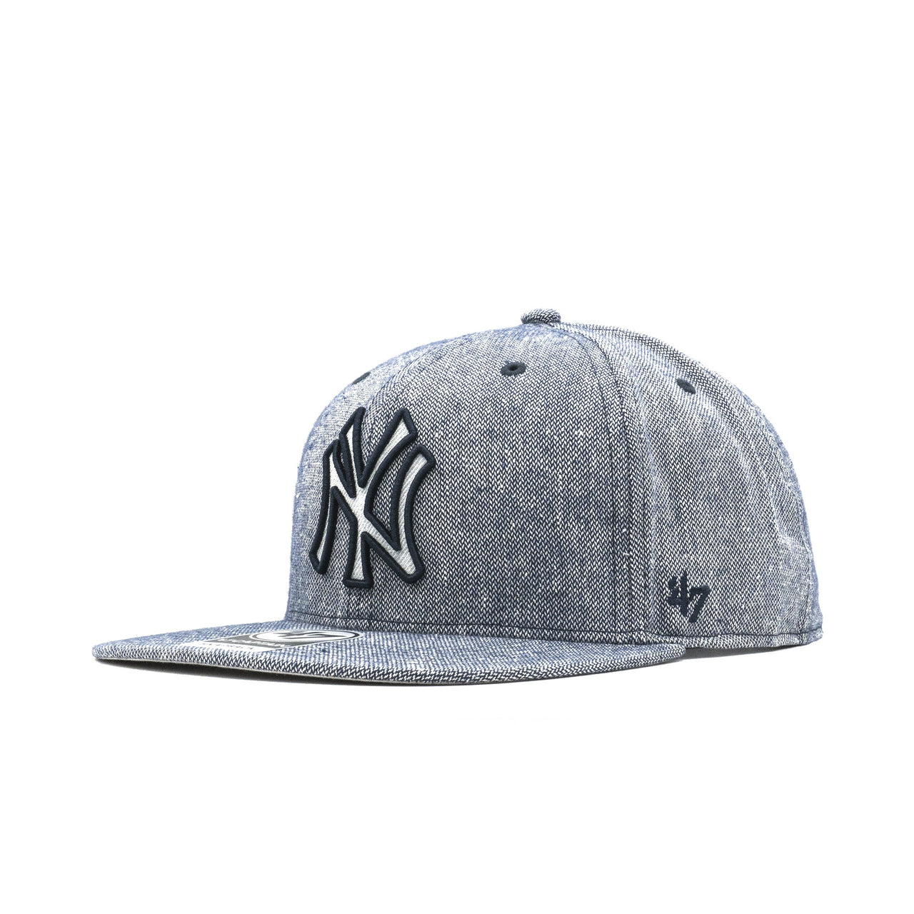Mens 47 Brand NY Yankees Captain Snapback - Blue Logo Denim