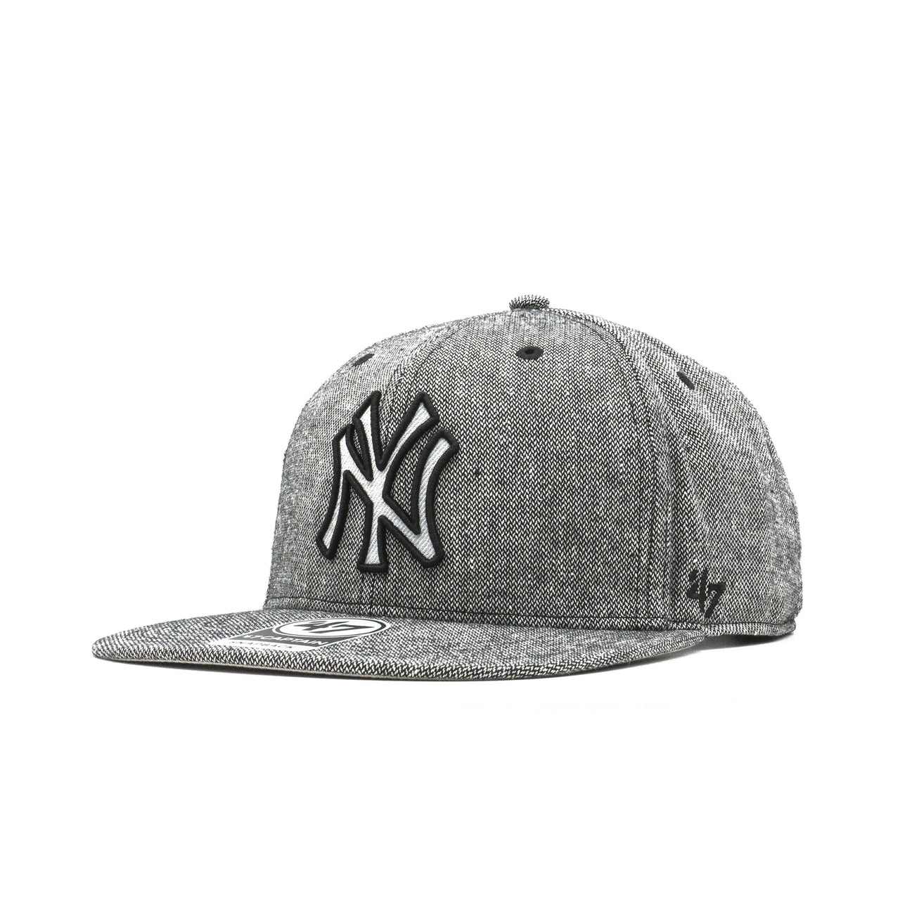 Mens 47 Brand NY Yankees Captain Snapback - Black Logo Denim