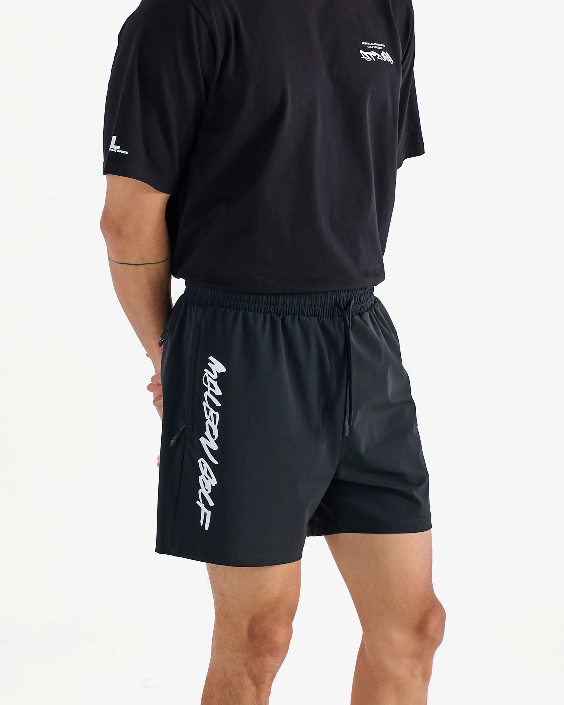 Malbon x Futura Tag Tech Short - Black Malbon x Futura Tag Tech Short - Black