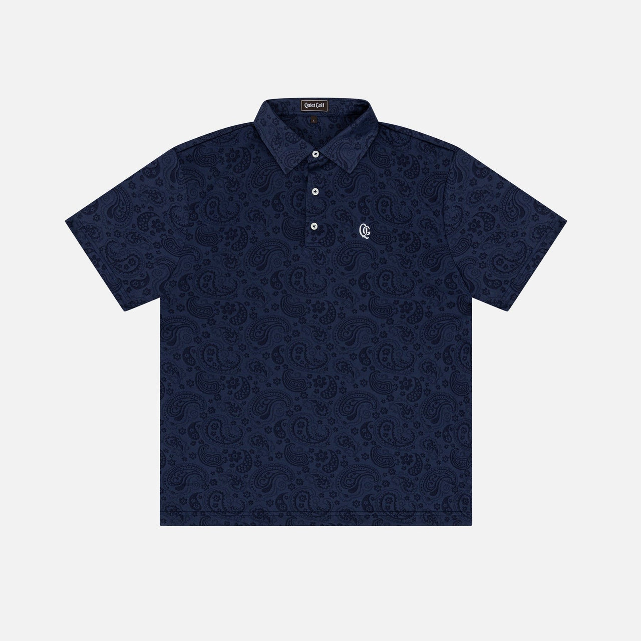 Quiet Golf Monogram Paisley Polo - Navy