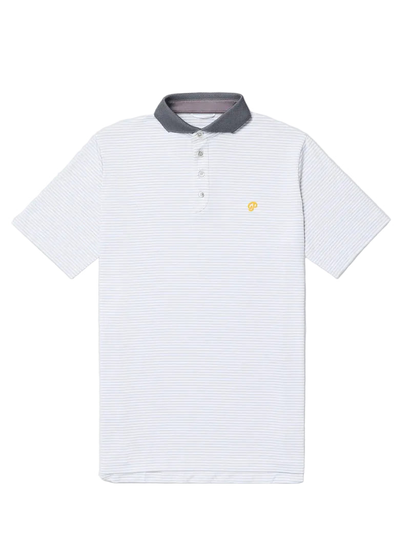 Public Athlete Striped Polo - Storm/White