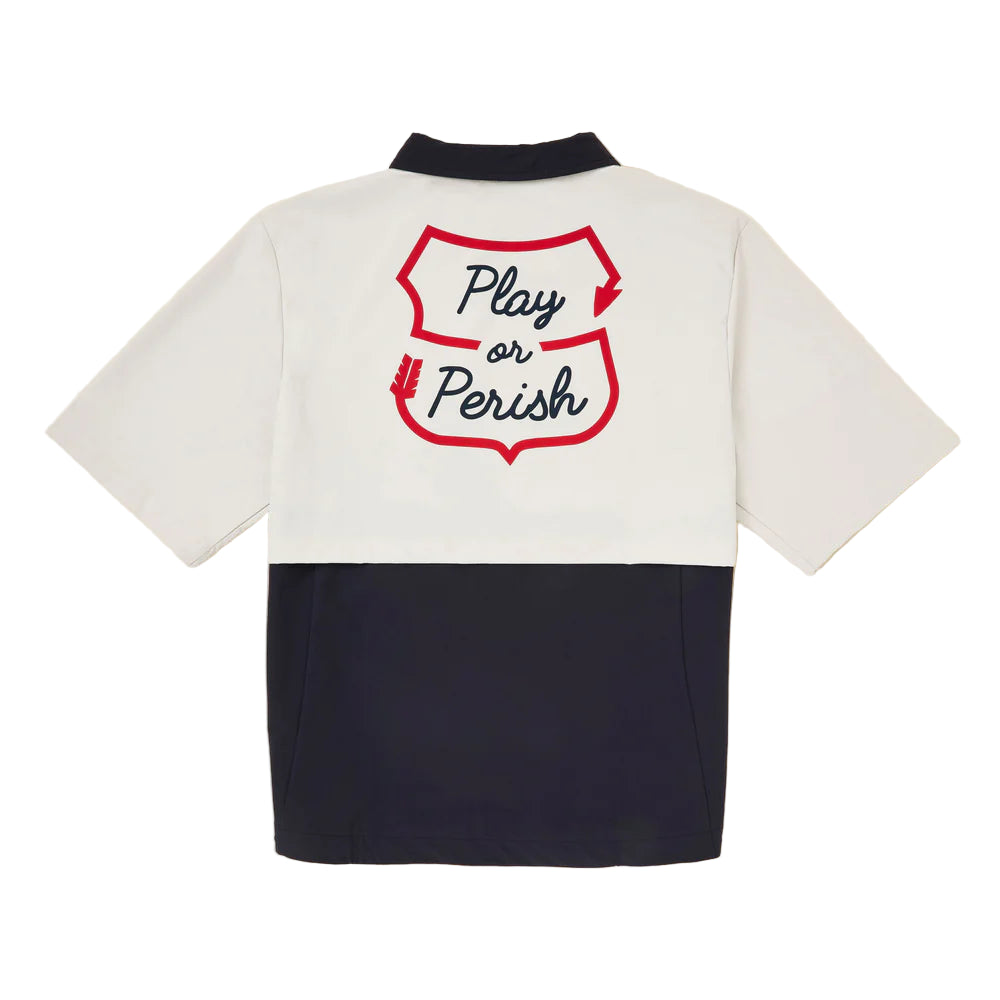 Sugarloaf Social Club "Play or Perish" Windshirt - Tan/Navy/Red