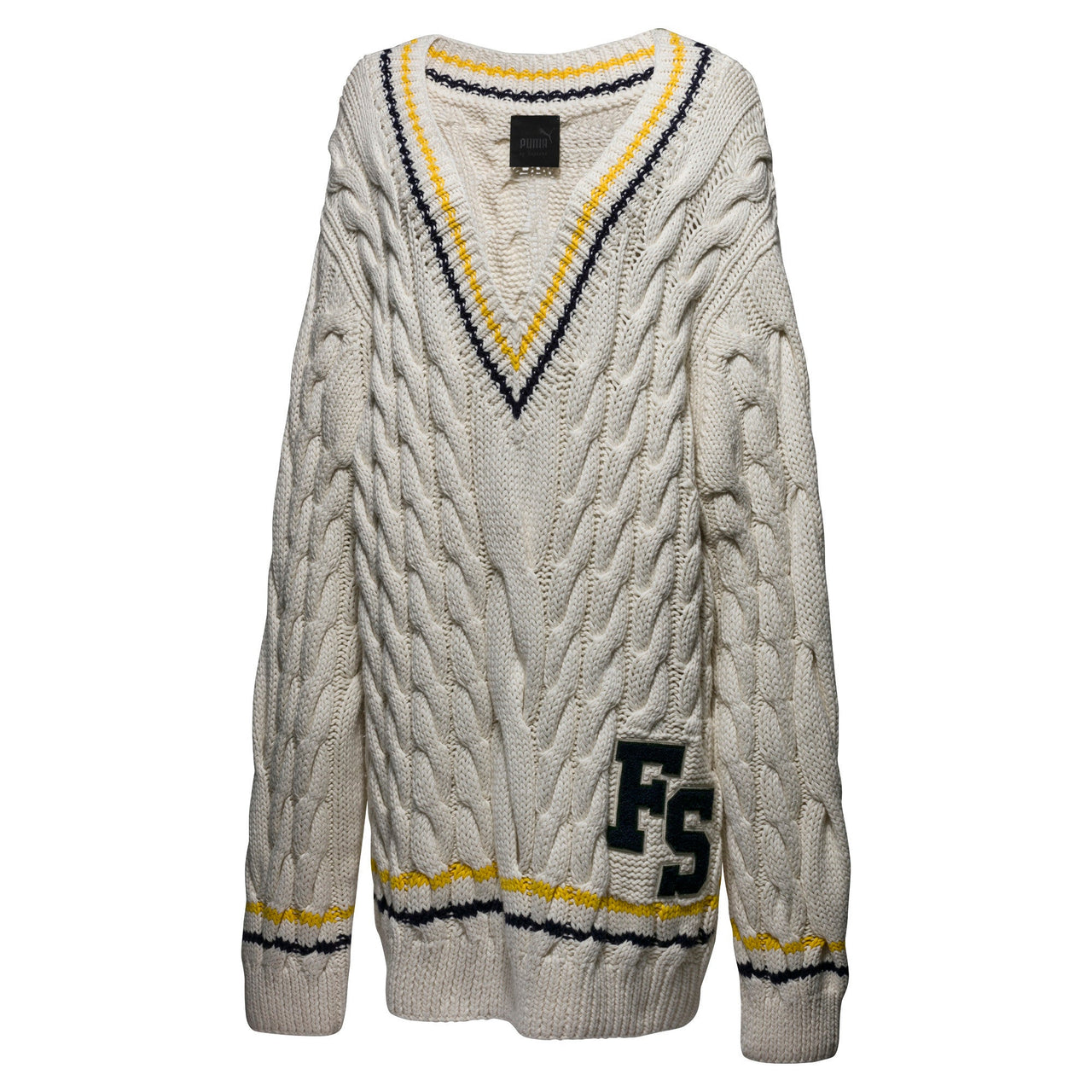 [575784-01] Womens Puma x Fenty by Rihanna V-Neck Cableknit Sweater