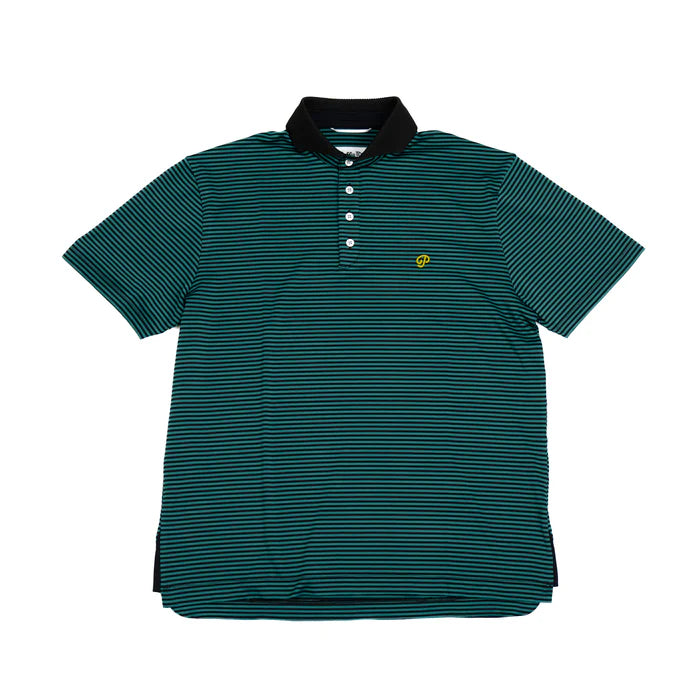 Public Athlete Striped Polo - Green/Black