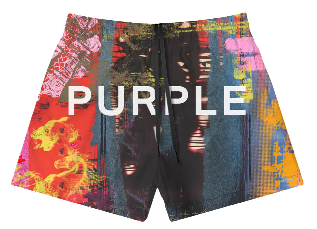[P504-PMAB225] MENS PURPLE BRAND ABSTRACT ALL AROUND SHORTS